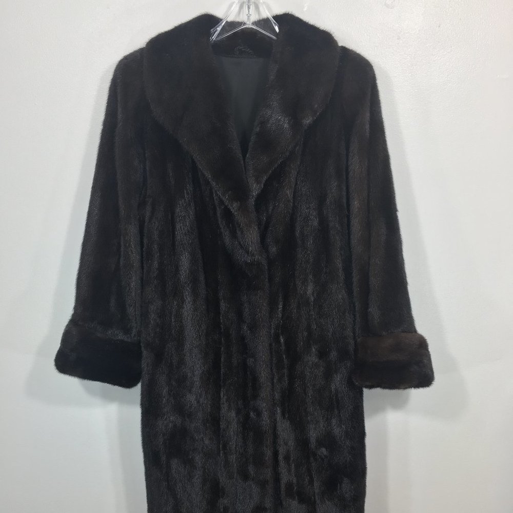 Elegant MINK fur coat black Women's Large jacket 4" cuffs 508